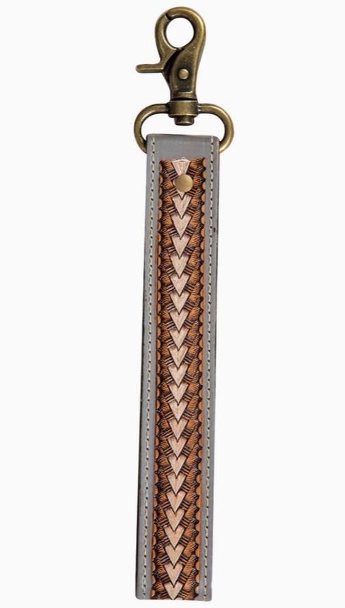 Myra Diamond Shine Hand-Tooled Strap Key Fob