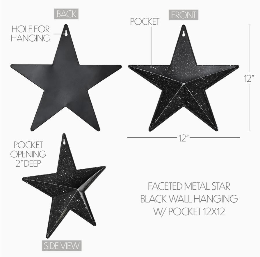 Metal Star Speckled Distressed Black w/ Pocket