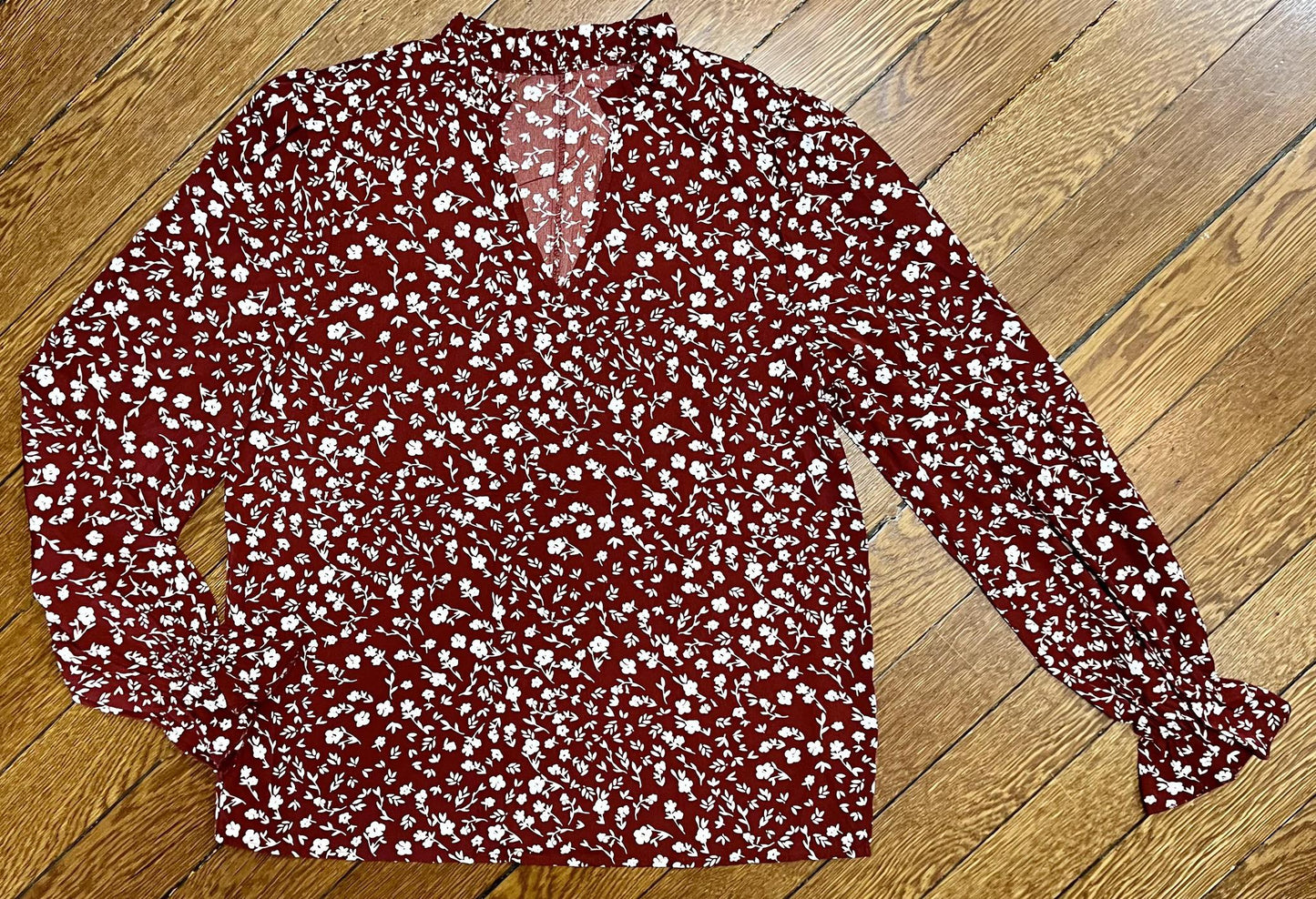 Printed Floral Blouse (Red)