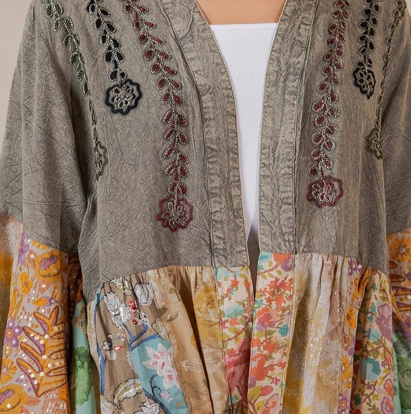 Patchwork Shirt/Cardigan (Gravel)