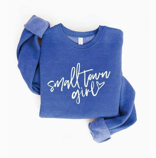 Small Town Girl Graphic Sweatshirt (Heathered Royal)
