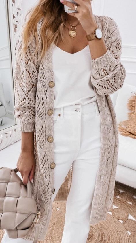 Mckenzie Hollow-Out Openwork Knit Cardigan