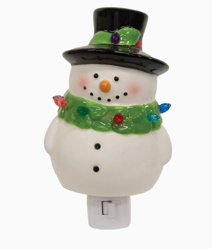 Ceramic Tophat Snowman Nightlight