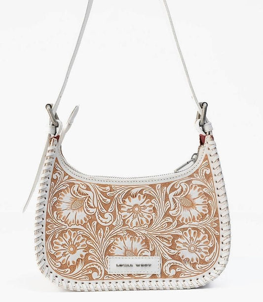 Loyal West Dannia Medium Purse - Ivory Dust Handtooled Leather and Calfskin