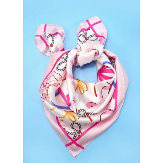 Bow Print Silky Feel Bandana Scarf