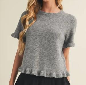 Lettuce-Edge Ruffle-Trim Pullover