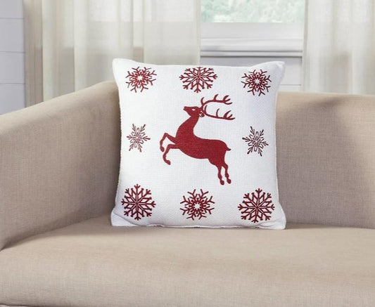 Scandia Snowflake Red White Pillow (16x16)