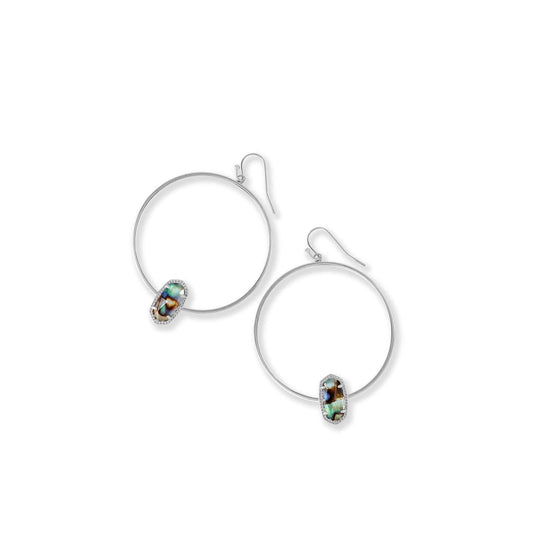 Kendra Scott Elora Silver Hoop Earrings in Abalone Shell