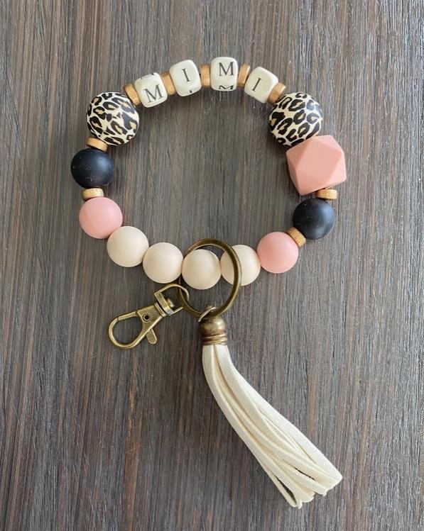 Silicone Name Block Keychain Wristlet