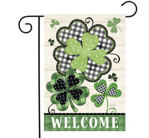 Patterned Shamrocks Welcome Garden Flag