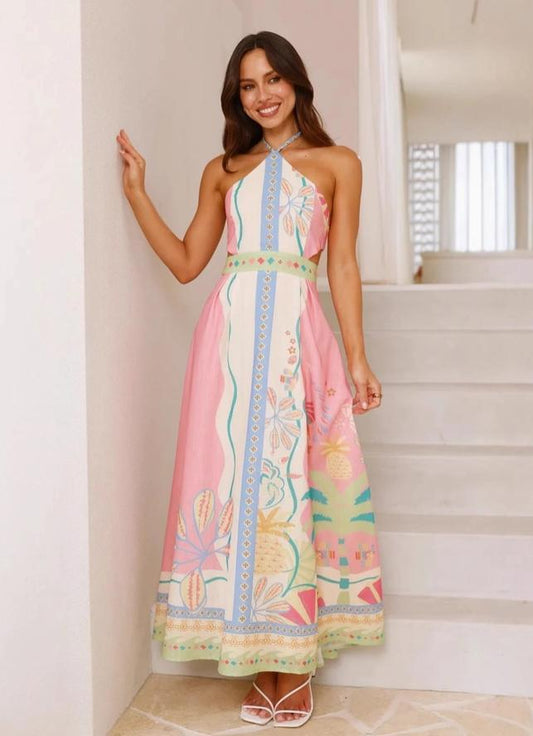 Halter Halter Long Hollowed Waist Dress