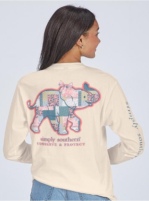 Simply Southern Long Sleeve Quilted Elephant Tee