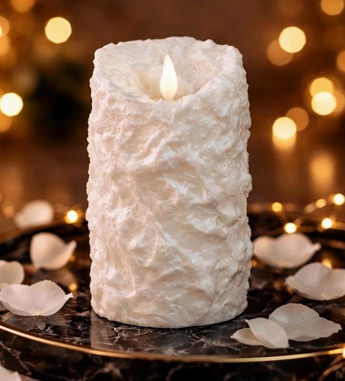 Bumpy White Moving Flame Led Candle