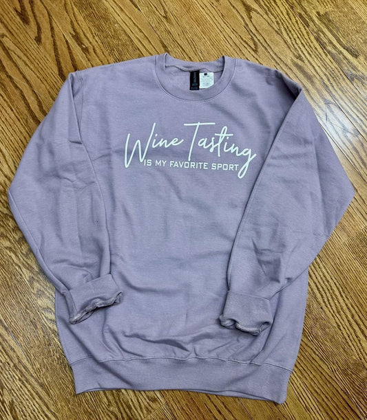 Wine Tasting Is My Favorite Sport Crewneck (Mauve)