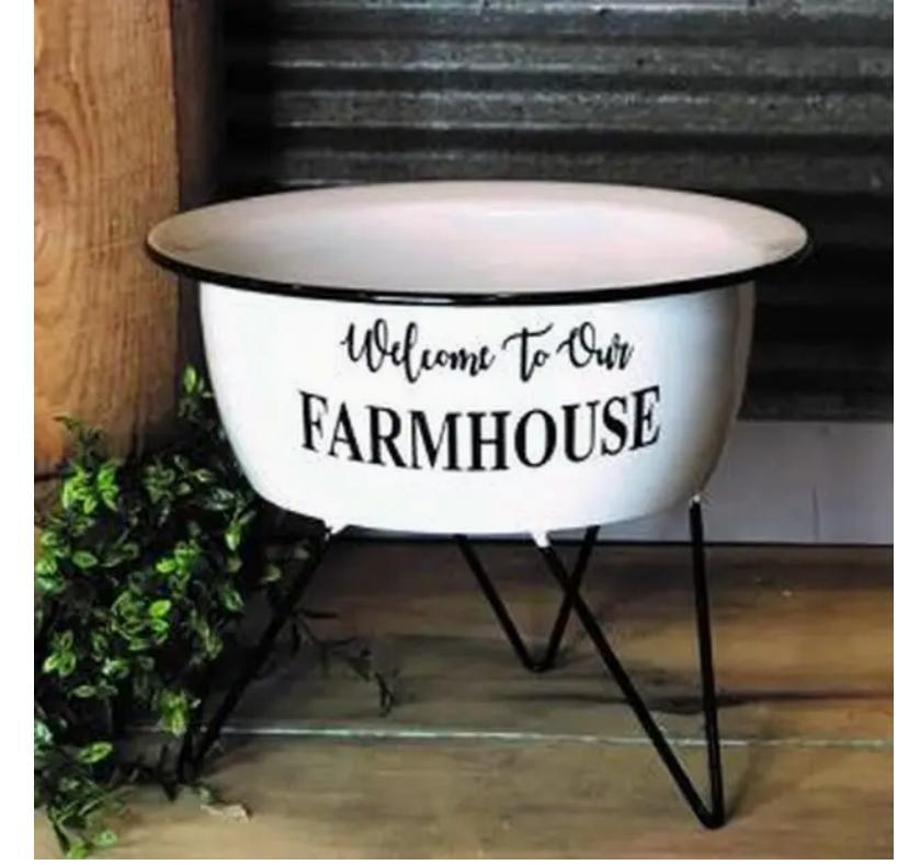 Welcome To Our Farmhouse Bowl On Stand