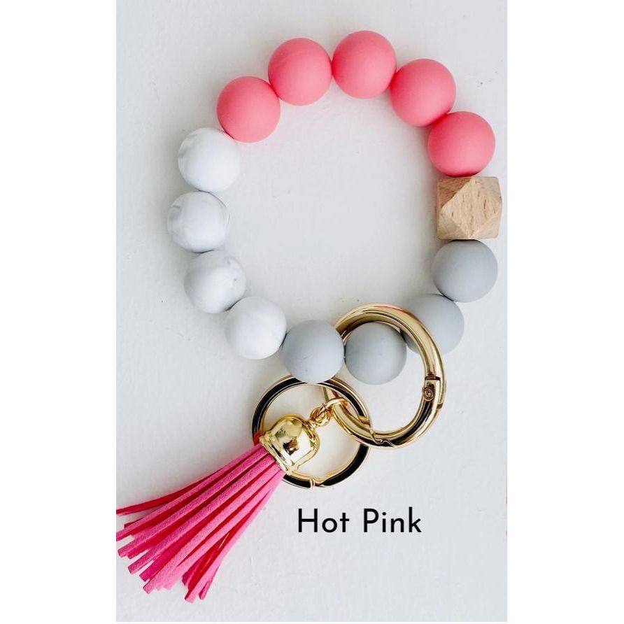 Bangle Keychain | Silicone Wristlet Key Ring | Bead Bracelet