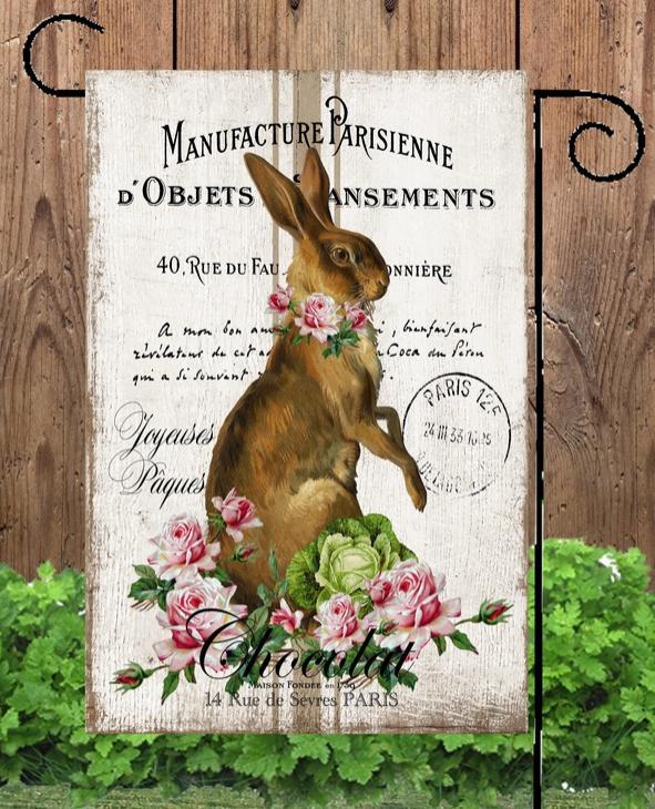 Shabby Rabbit Standing Flag