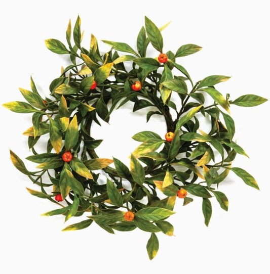 Butcher's Broom & Berries Candle Ring - 3.25"
