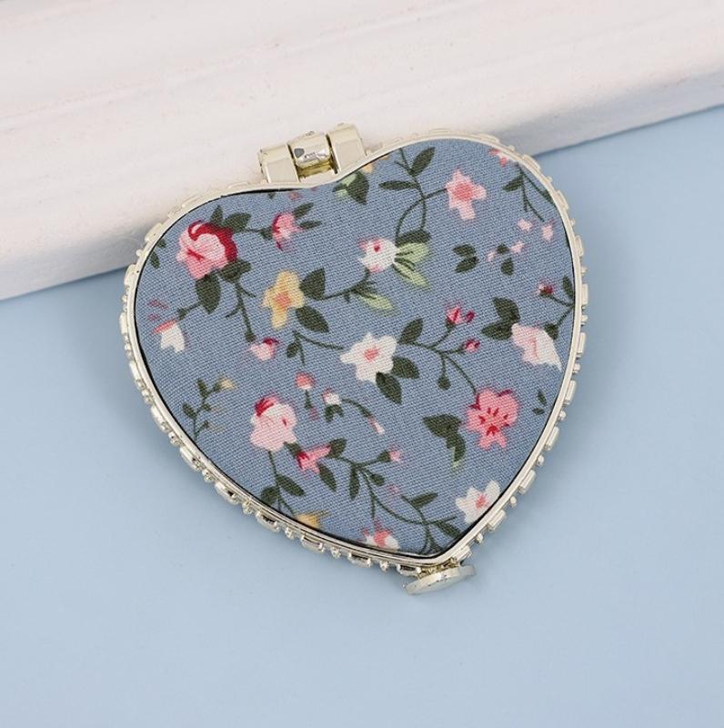 Travel Pocket Compact Handheld Floral Mirror