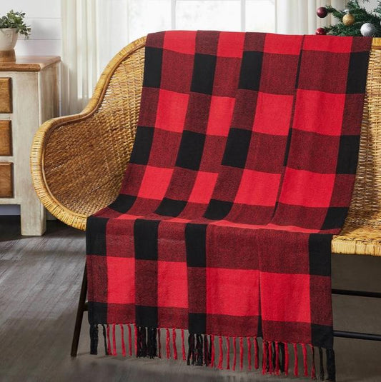 Harper Red Black Buffalo Check Woven Throw