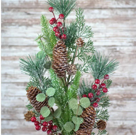 Red Icy Berry & Pine 18in Pick