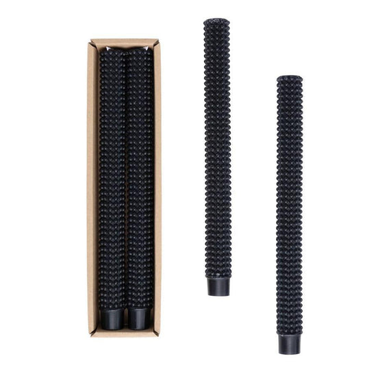 Unscented Hobnail Taper Candles in Box, Set of 2 (Black)