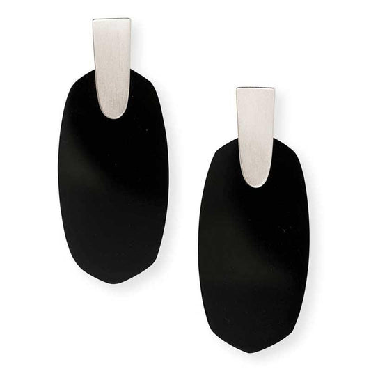 Kendra Scott Aragon Silver Drop Earrings in Black