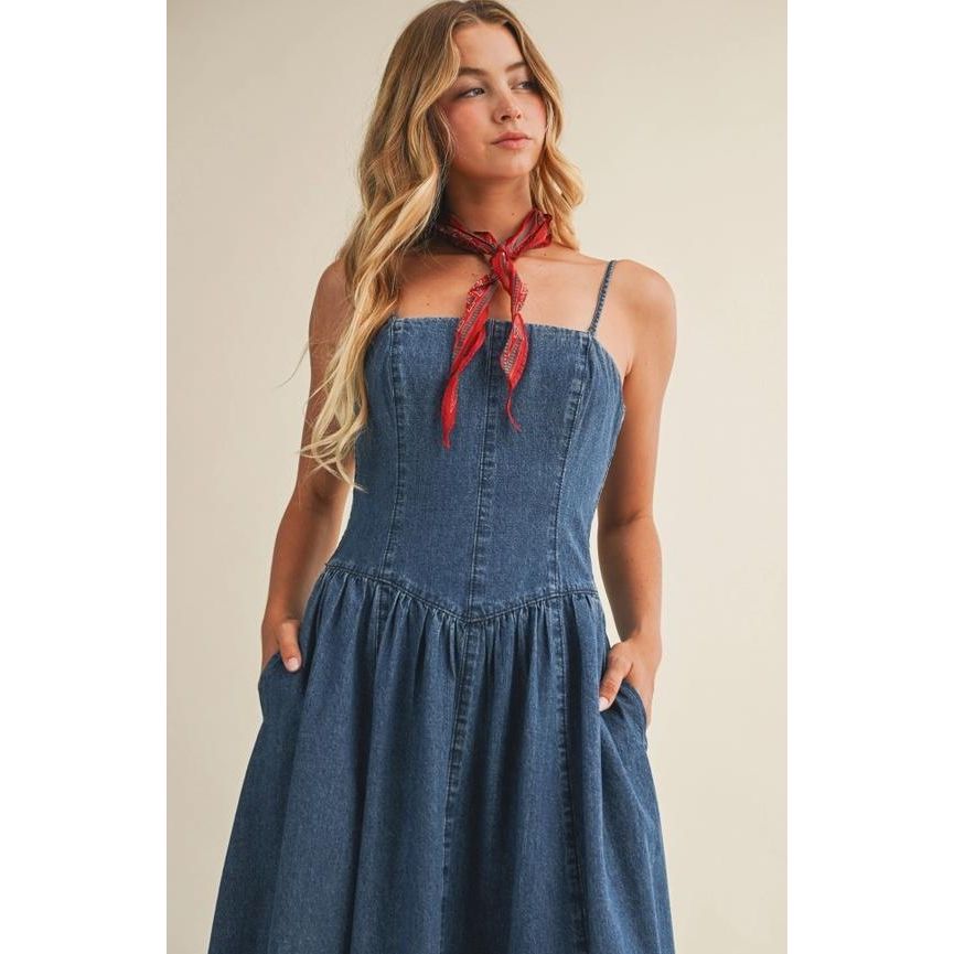 Detachable Strap Denim Dress