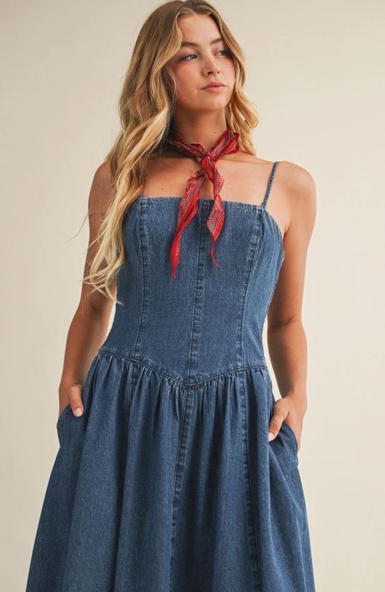 Detachable Strap Denim Dress