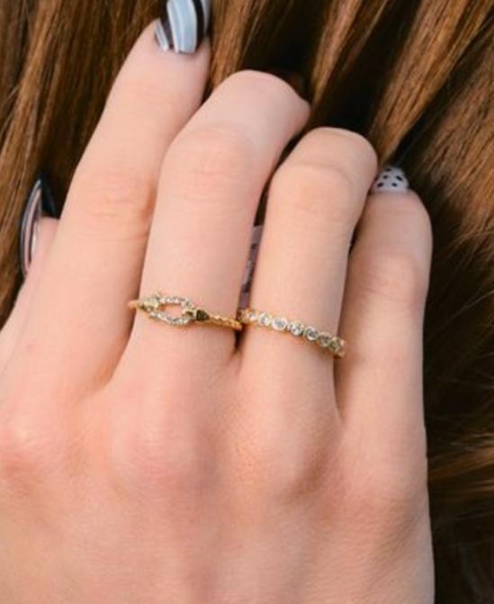 Evie Gold Circle Gem Ring