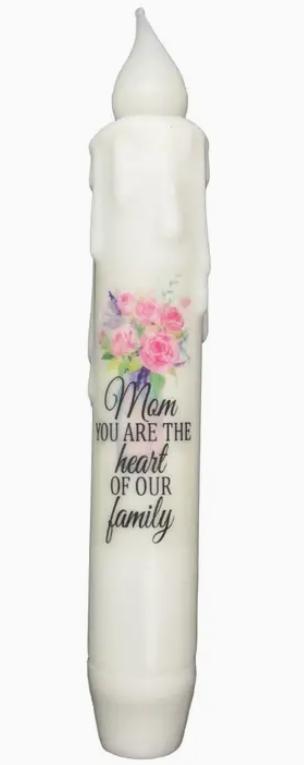 Mom Mother's Day Led Battery Operated Timer Taper Candle (White)