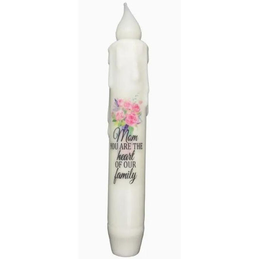 Mom Mother's Day Led Battery Operated Timer Taper Candle (White)