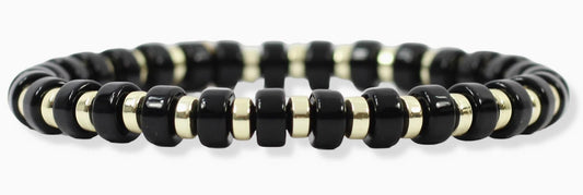 Gigi Stretch Bracelet - Black Disc