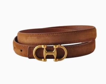 Horsebit Buckle Equestrian Stitched Suede/Napa Leather Belt (Caramel)