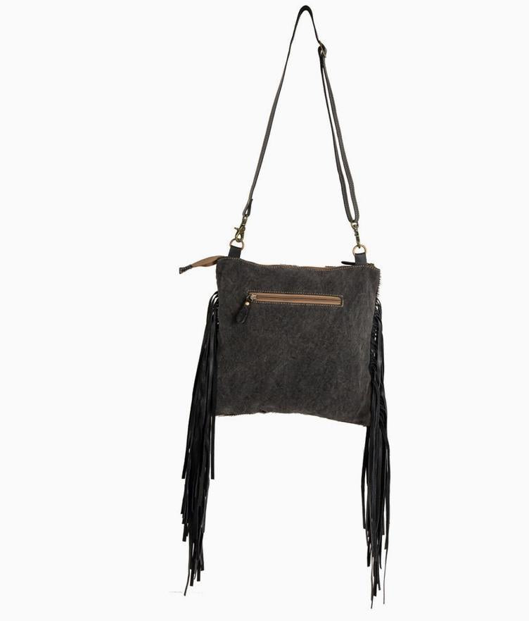 Myra Tumbleweed Trail Fringed Hand-Tooled Bag