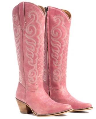 Myra Nalejandra Leather Boots in Pink
