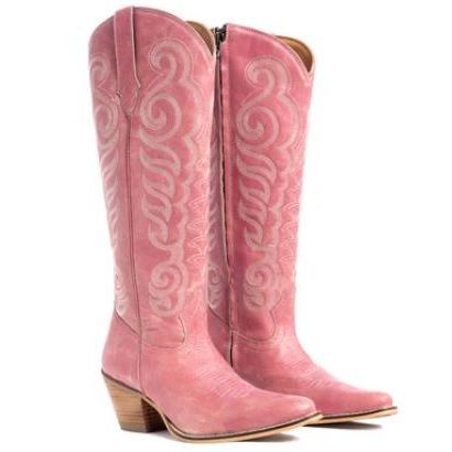 Myra Nalejandra Leather Boots in Pink