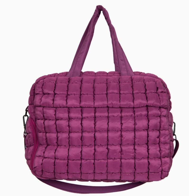 Quilted Garment Duffel Bag For Women (Plum)