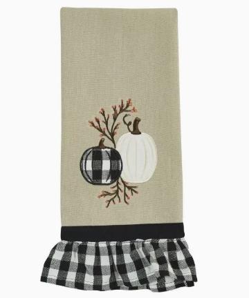 Park Design Check and Cream Pumpkin Dishtowel