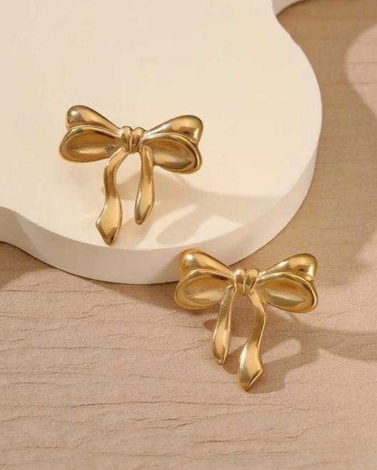 18K Stainless Steel Tarnish Free Bow Stud Earrings