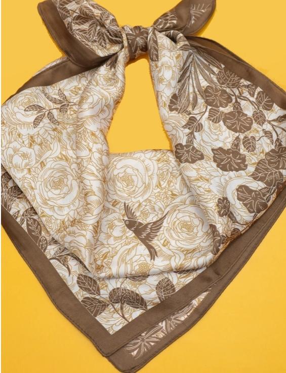 Large Floral Print Bandana Scarf