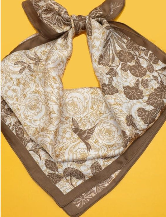 Large Floral Print Bandana Scarf