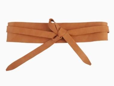 Obi Wrap Genuine Leather Belt｜Wide Tie-On Waist Cincher (Camel)