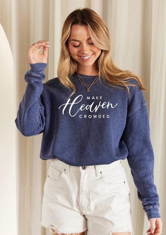 Make Heaven Crowded Mineral Graphic Sweatshirt (Vintage Denim)