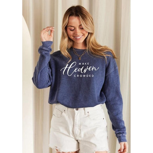 Make Heaven Crowded Mineral Graphic Sweatshirt (Vintage Denim)
