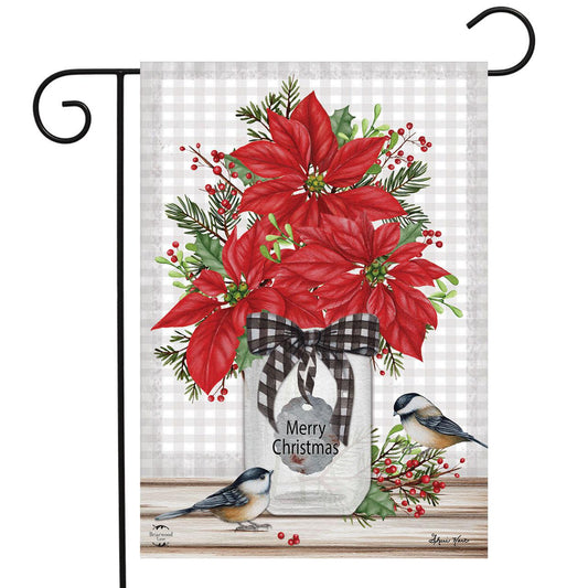 Poinsettia Jar Christmas Flag