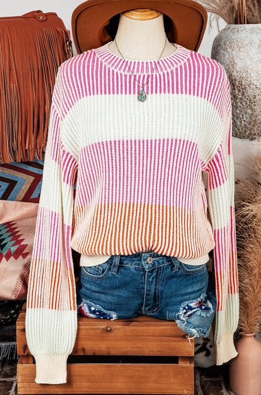 Pink Striped Sweater