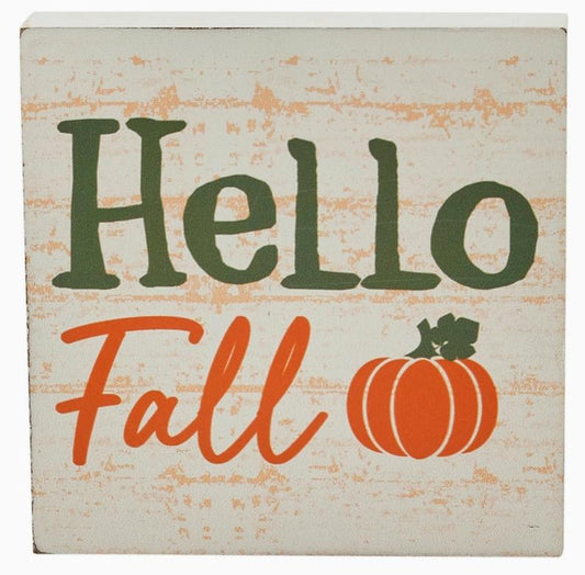 Hello Fall Pumpkin Cream Base MDF Sign