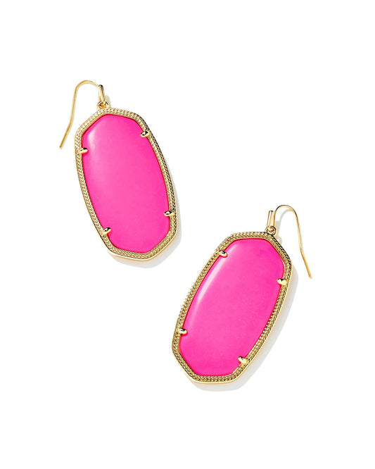 Kendra Scott Danielle Gold Statement Earrings in Neon Pink Magnesite