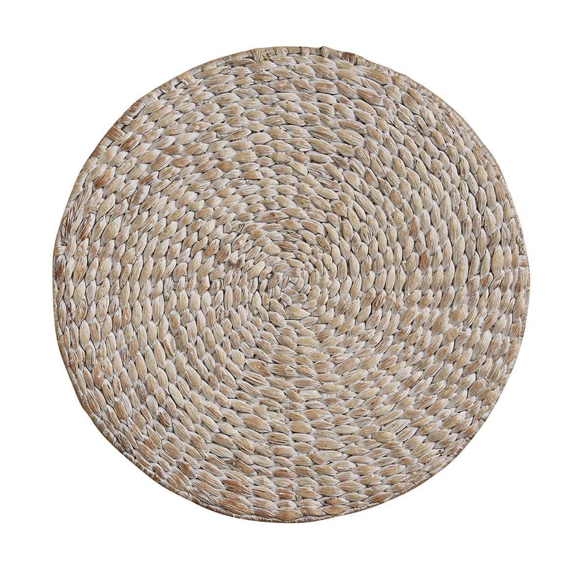 Park Design Braided Hyacinth Round Placemat (White)